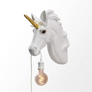 Lampa ścienna jednorożec Hugh biało-złota 41,5 × 17,5 × 42 cm